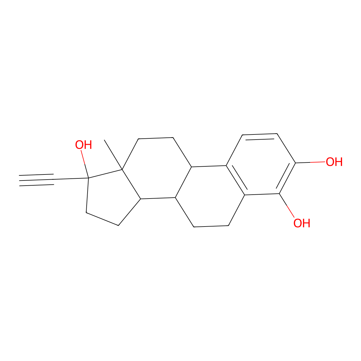 4-Hydroxyethynylestradiol molecular structure, CAS 50394-90-6