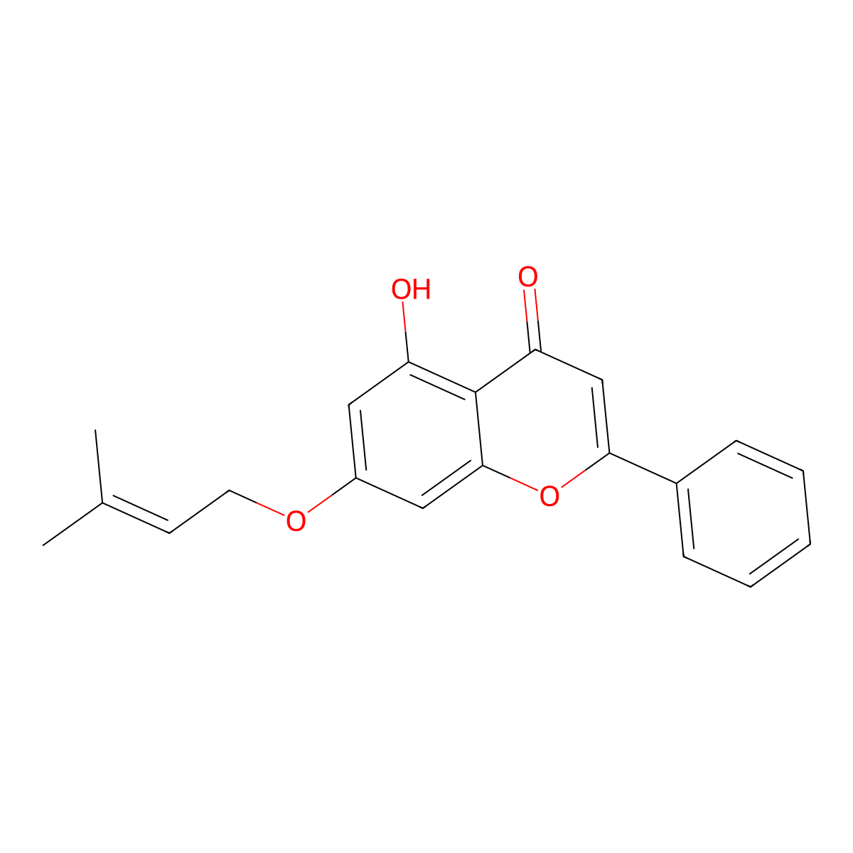5-hydroxy-7-[(3-methylbut-2-en-1-yl)oxy]-2-phenyl-4H-chromen-4-one molecular structure, CAS 50402-95-4