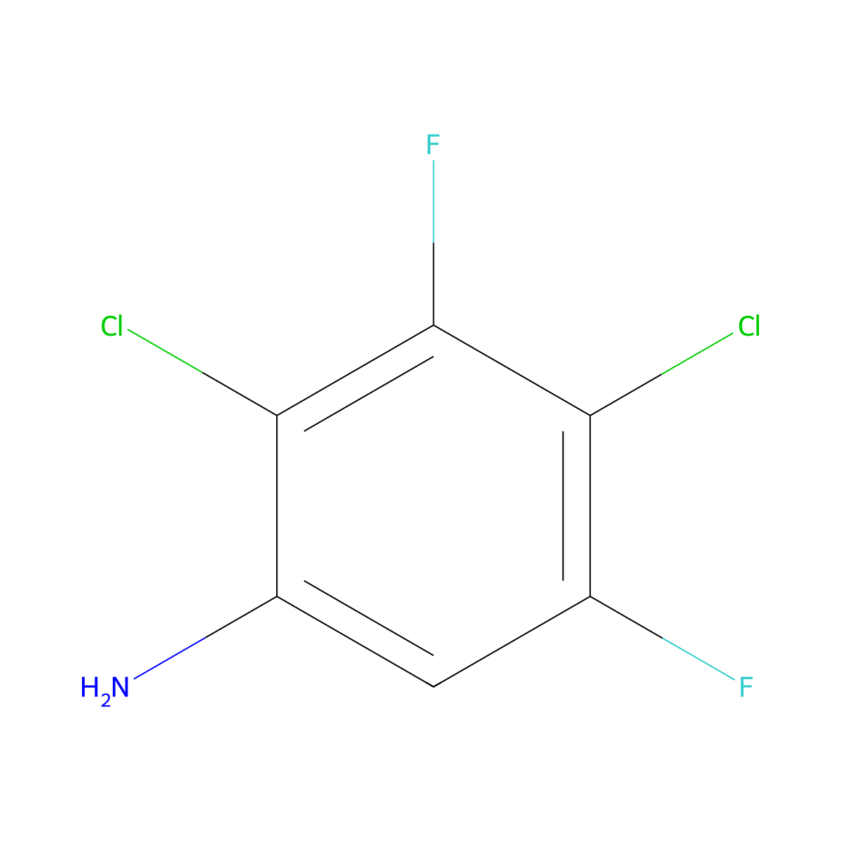 2,4-Dichloro-3,5-difluoroaniline molecular structure, CAS 50408-95-2