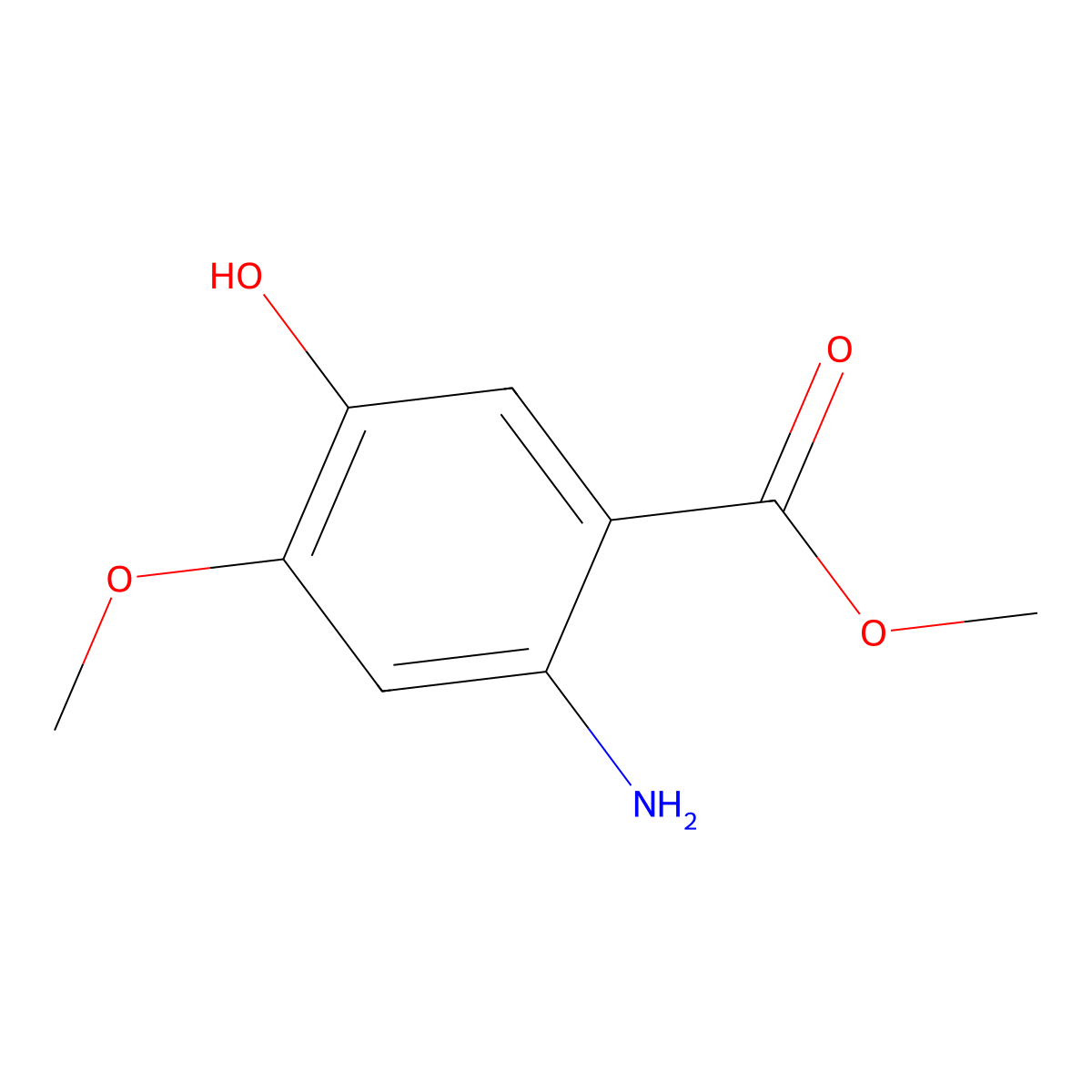 Methyl 2-amino-5-hydroxy-4-methoxybenzoate molecular structure, CAS 50413-44-0
