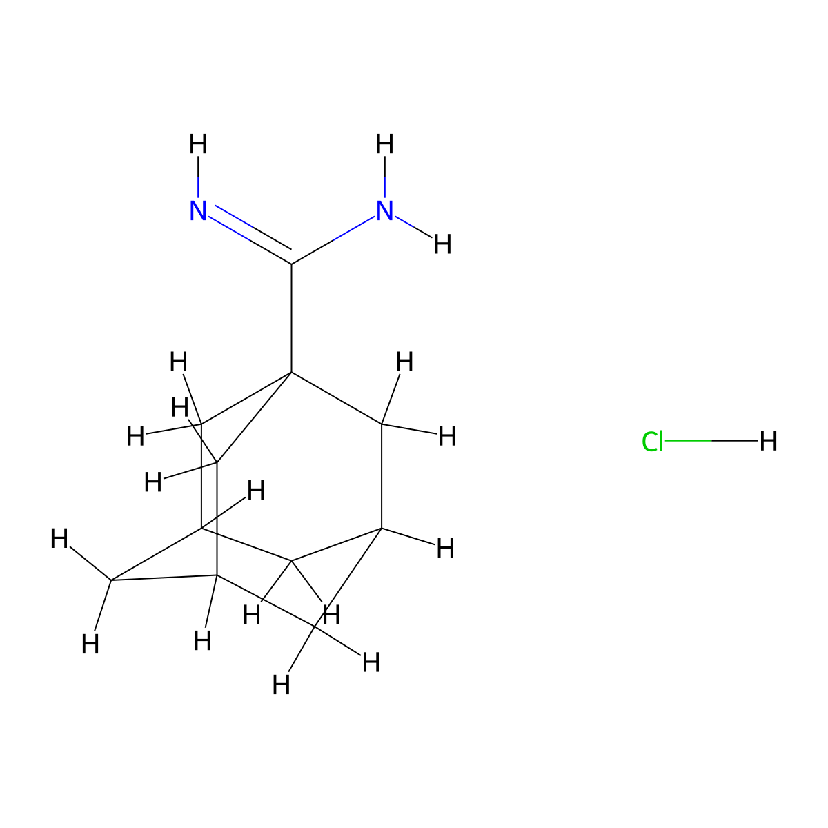 Adamantane-1-carboxamidine hydrochloride molecular structure, CAS 50417-14-6