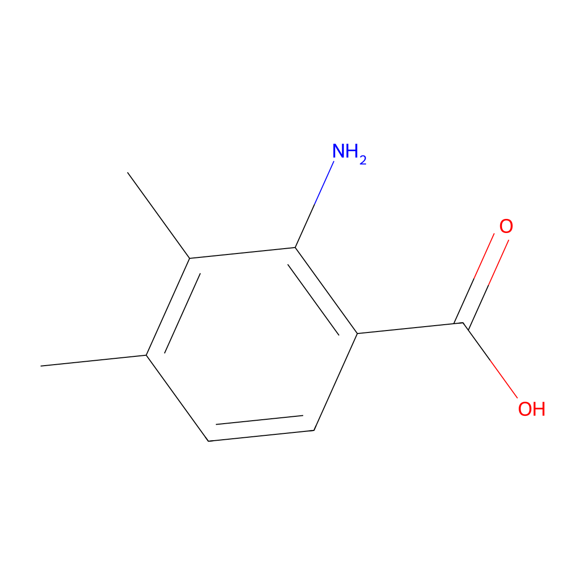 2-Amino-3,4-dimethylbenzoic acid molecular structure, CAS 50419-58-4