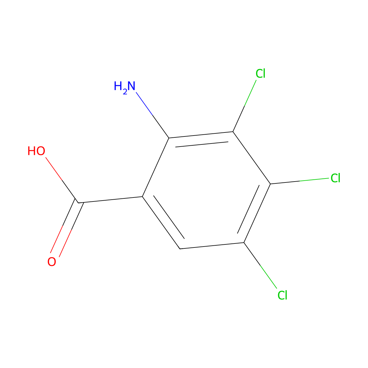 2-Amino-3,4,5-trichlorobenzoic acid molecular structure, CAS 50419-72-2