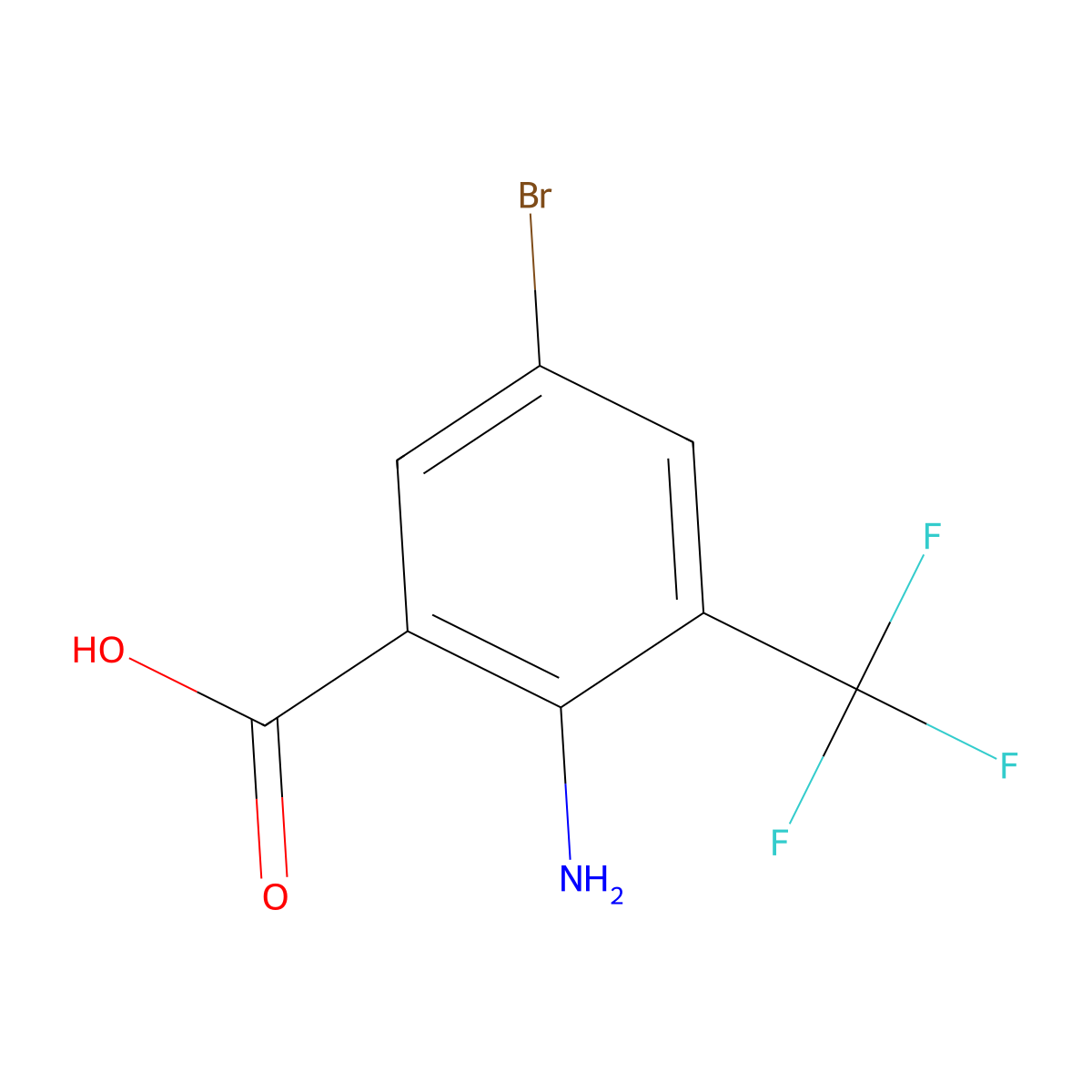2-Amino-5-bromo-3-(trifluoromethyl)benzoic acid molecular structure, CAS 50419-85-7