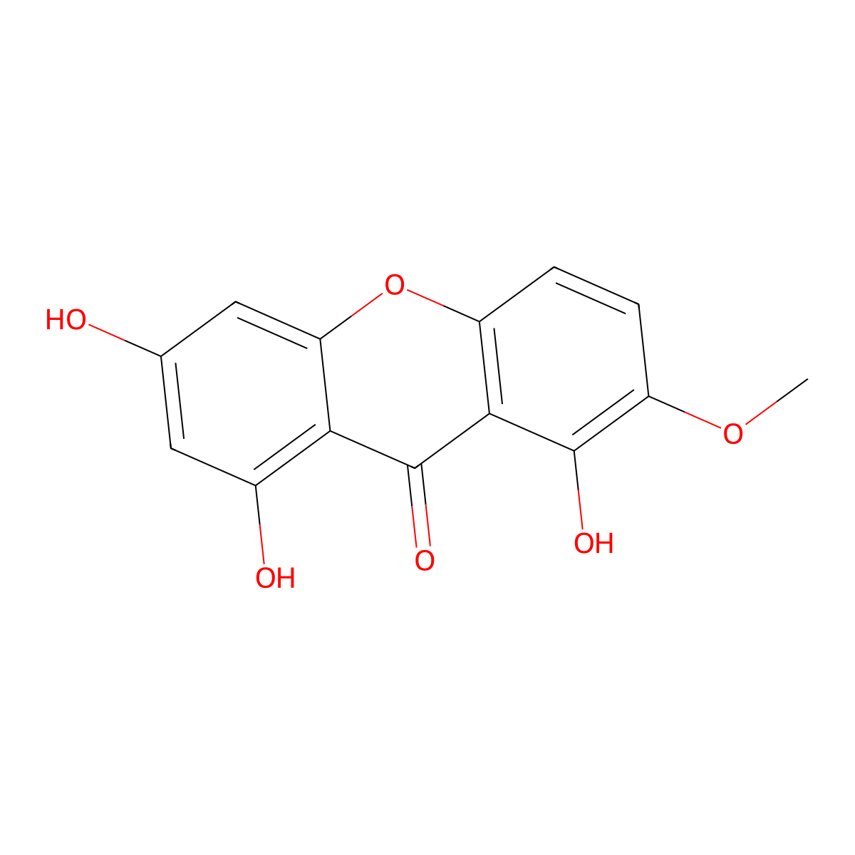 1,3,8-Trihydroxy-7-methoxyxanthone molecular structure, CAS 5042-15-9
