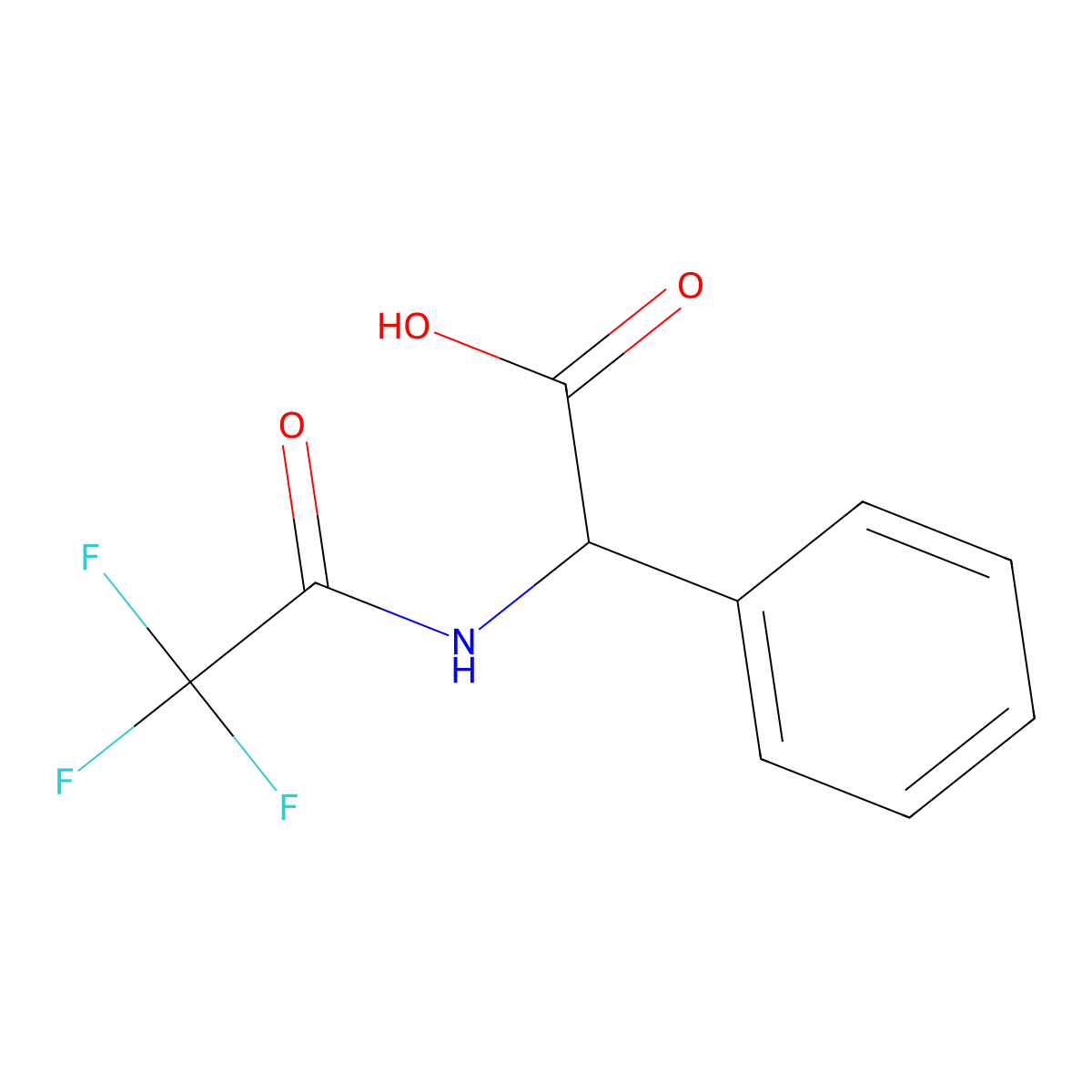 (2R)-2-phenyl-2-(trifluoroacetamido)acetic acid molecular structure, CAS 5042-71-7