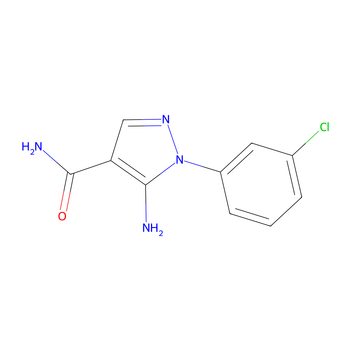 5-amino-1-(3-chlorophenyl)-1H-pyrazole-4-carboxamide molecular structure, CAS 50427-78-6