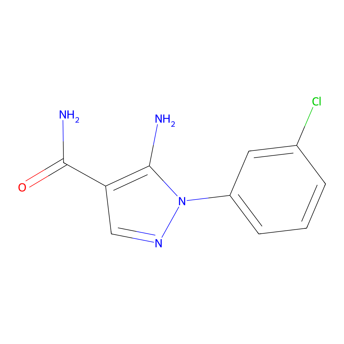 5-amino-1-(3-chlorophenyl)-1H-pyrazole-4-carboxamide molecular structure, CAS 50427-78-6