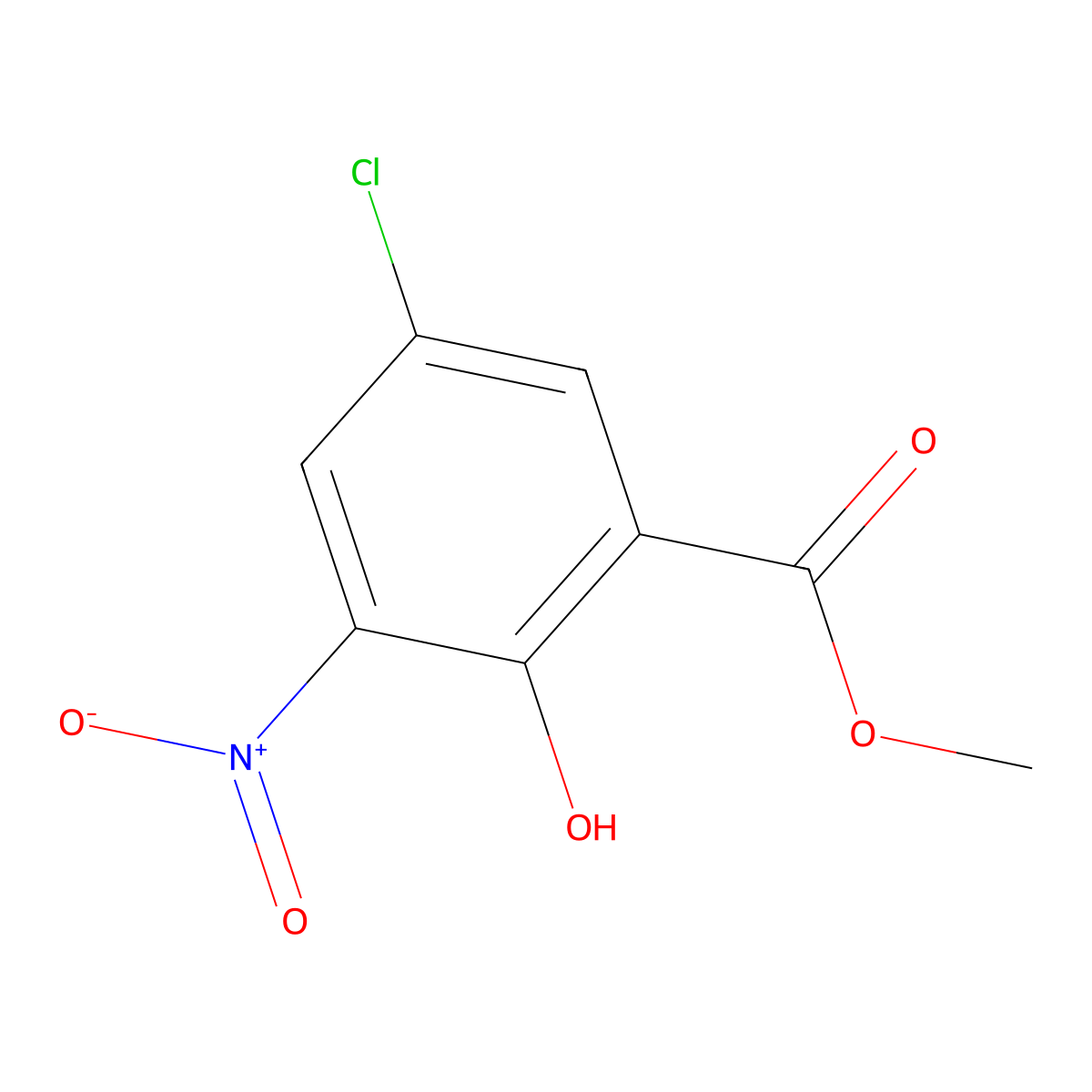 Methyl 5-chloro-2-hydroxy-3-nitrobenzoate molecular structure, CAS 5043-79-8