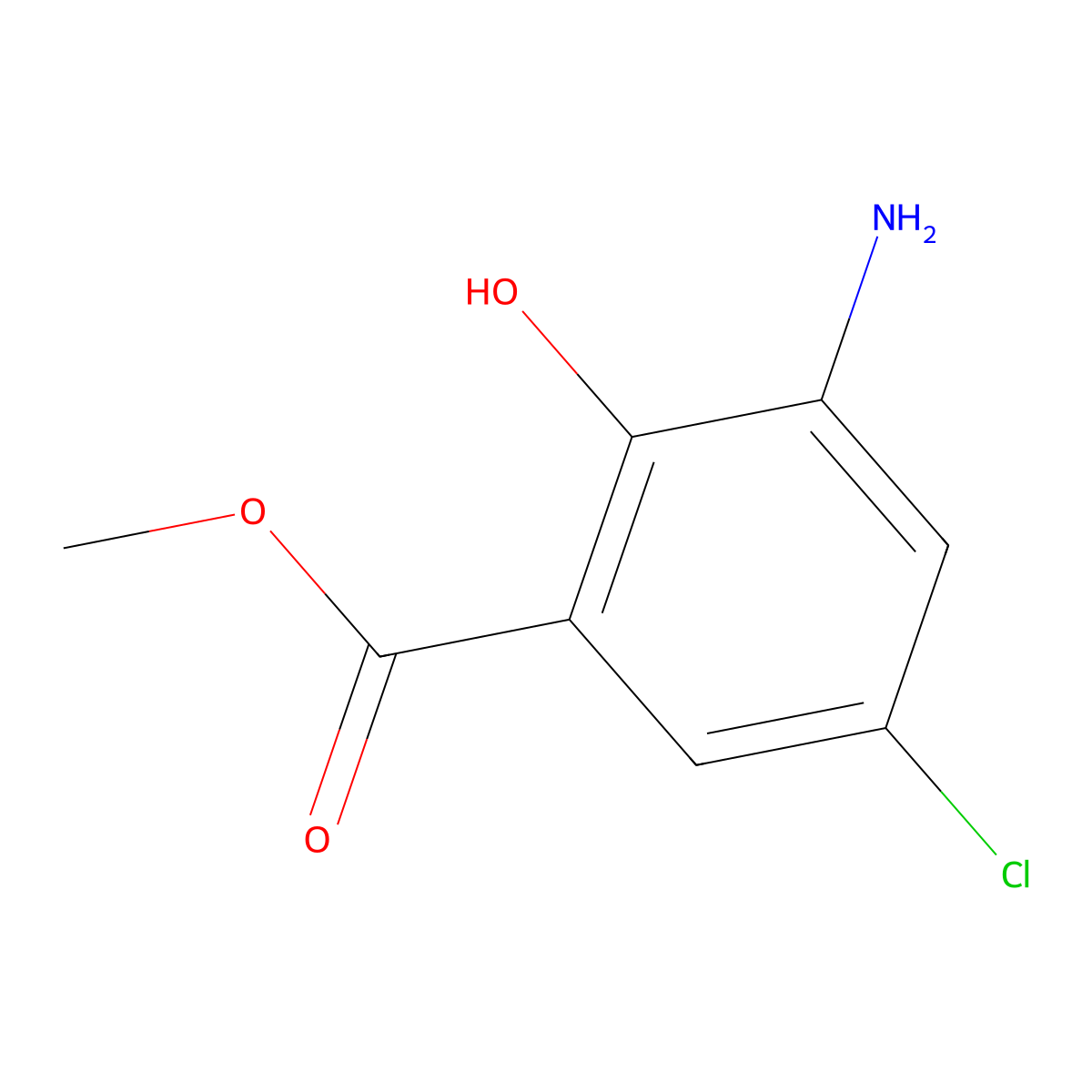 Methyl 3-amino-5-chloro-2-hydroxybenzoate molecular structure, CAS 5043-81-2