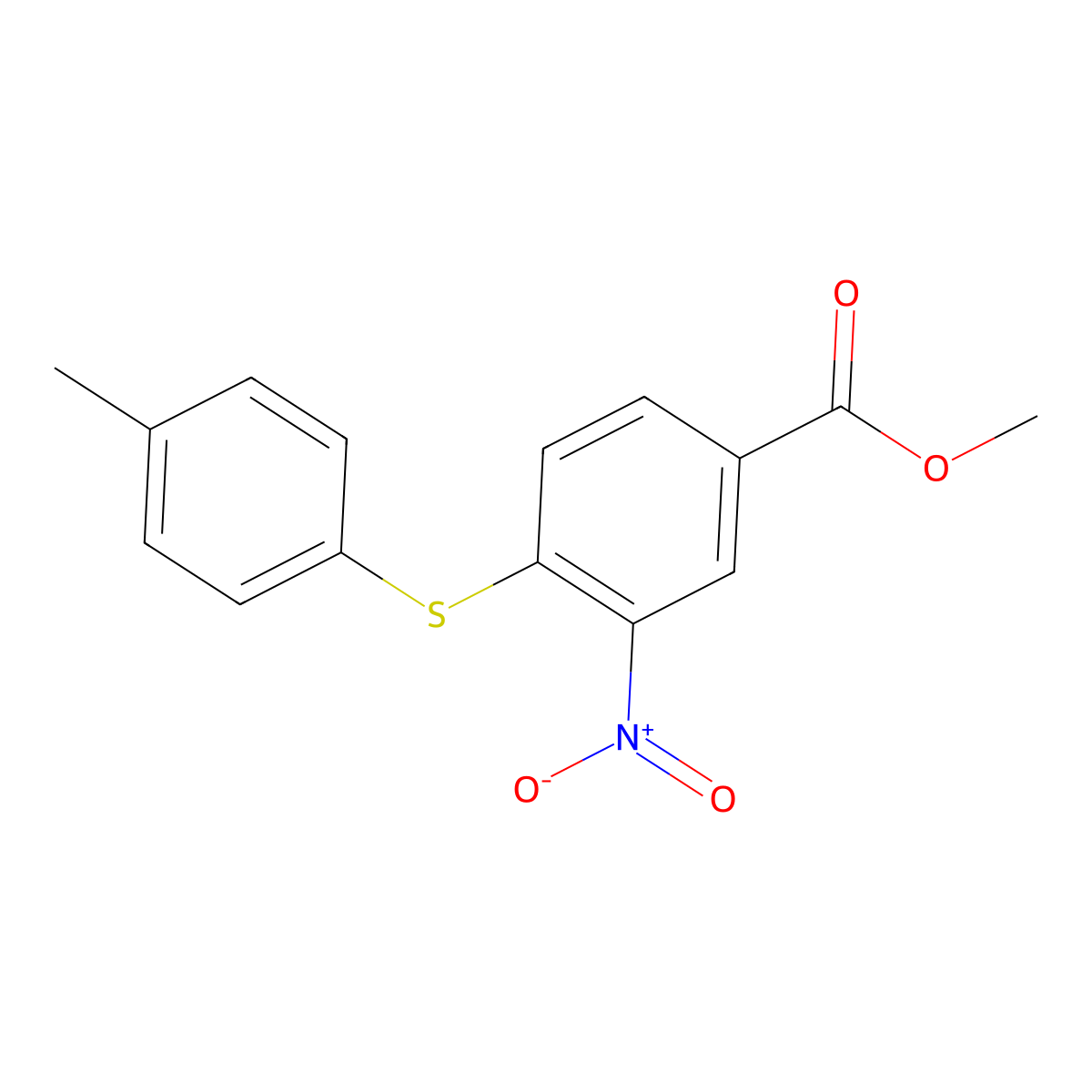 Methyl 4-[(4-methylphenyl)sulfanyl]-3-nitrobenzenecarboxylate molecular structure, CAS 50437-61-1