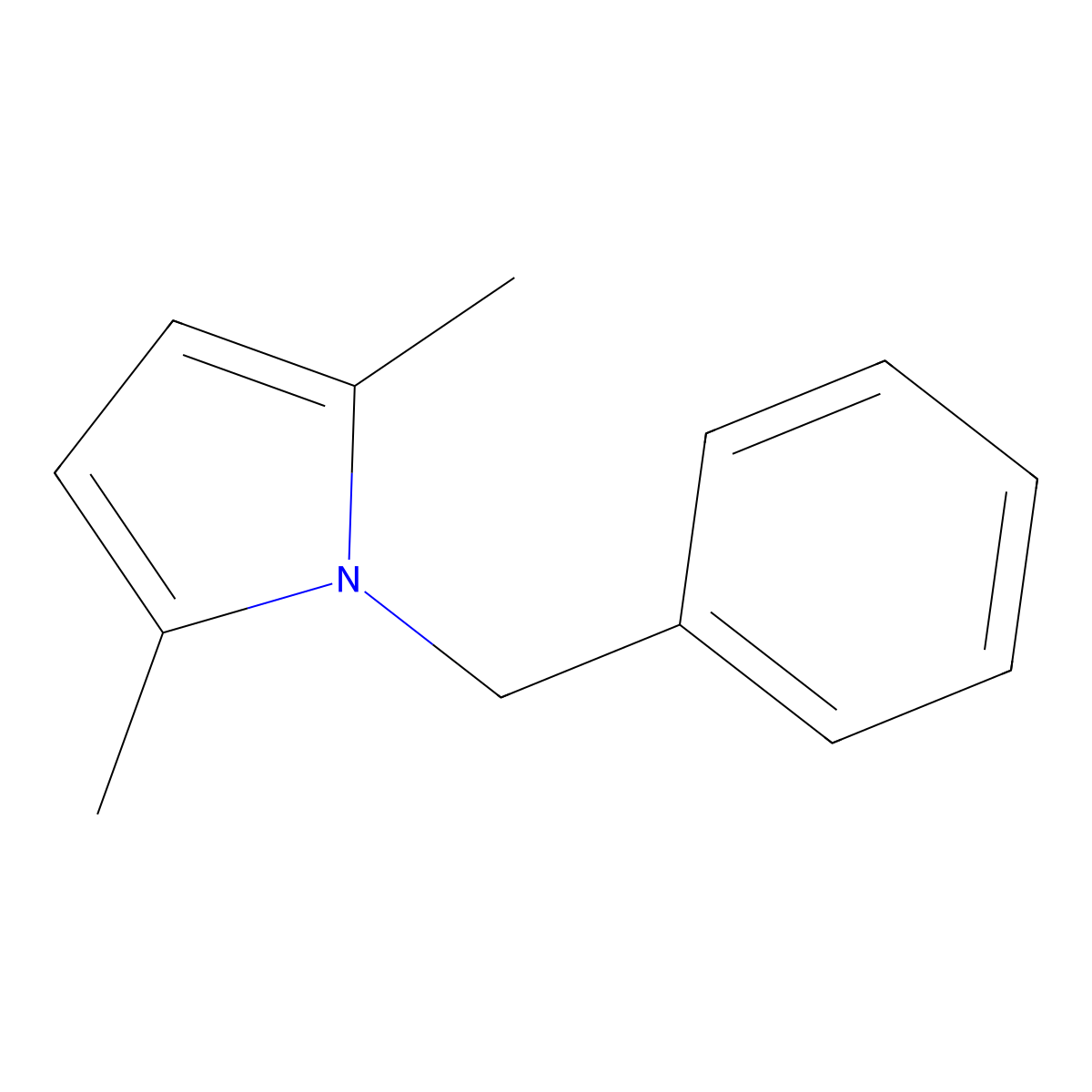 1H-Pyrrole, 2,5-dimethyl-1-(phenylmethyl)- molecular structure, CAS 5044-20-2