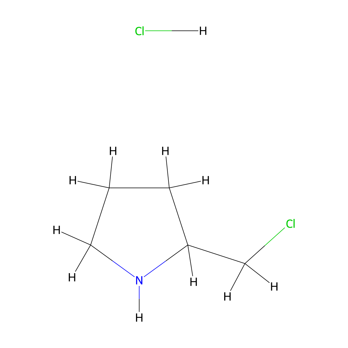 2-Chloromethyl-pyrrolidine hydrochloride molecular structure, CAS 5044-50-8