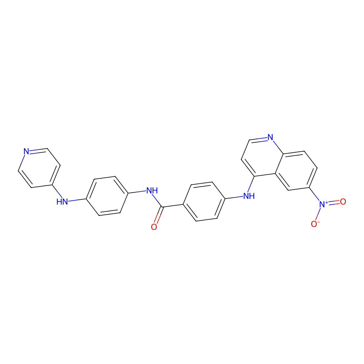 4-[(6-nitroquinolin-4-yl)amino]-N-[4-(pyridin-4-ylamino)phenyl]benzamide molecular structure, CAS 50440-30-7