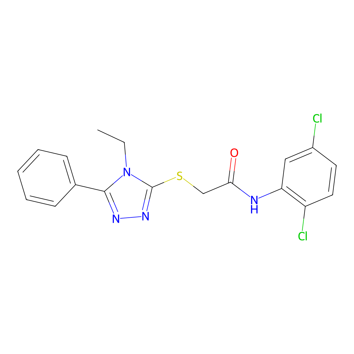 N-(2,5-dichlorophenyl)-2-[(4-ethyl-5-phenyl-1,2,4-triazol-3-yl)sulfanyl]acetamide molecular structure, CAS 504431-41-8