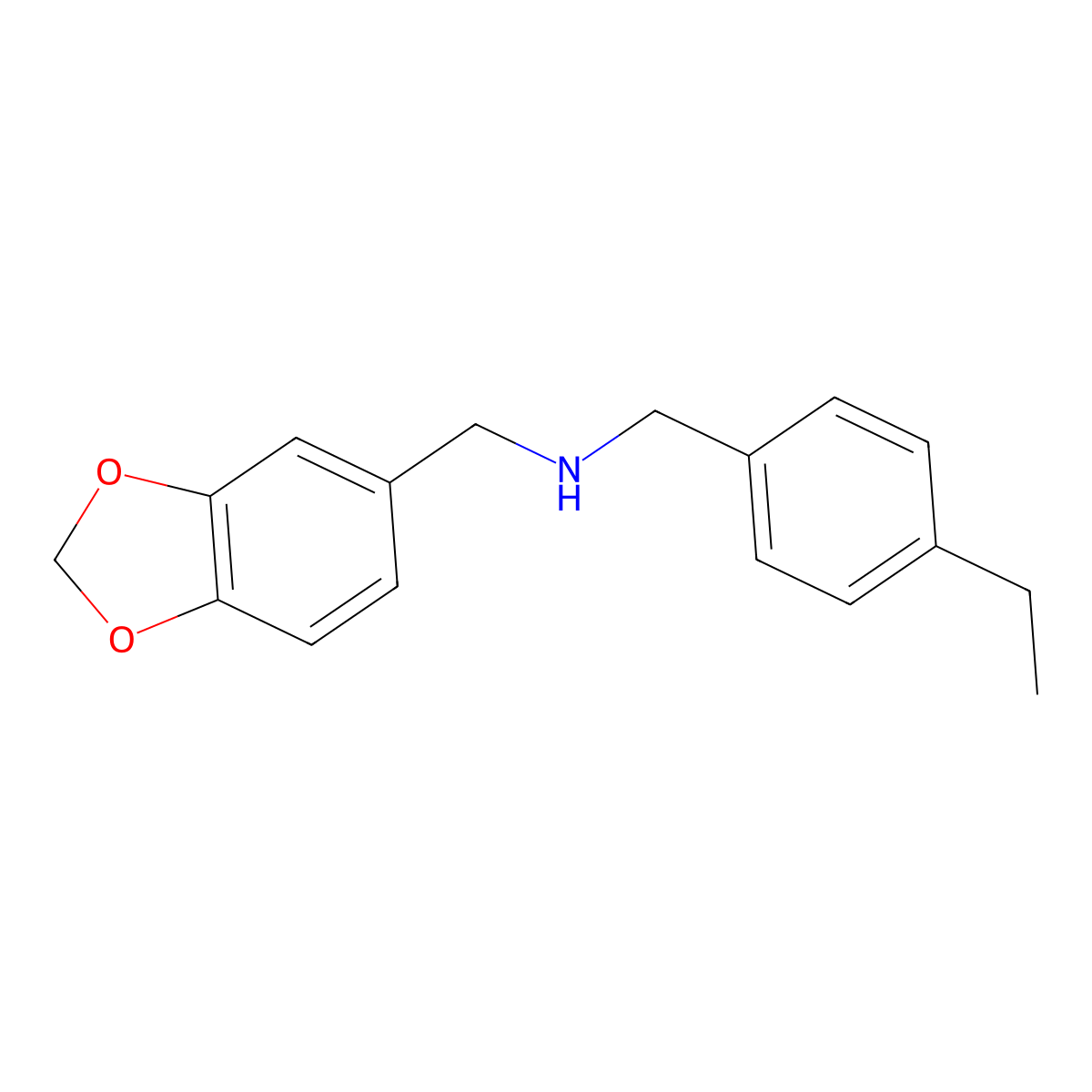 (1,3-Benzodioxol-5-ylmethyl)(4-ethylbenzyl)amine molecular structure, CAS 504432-21-7