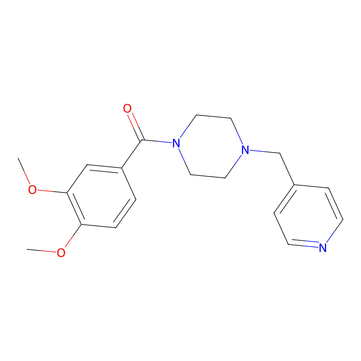 (3,4-Dimethoxyphenyl)-[4-(pyridin-4-ylmethyl)piperazin-1-yl]methanone molecular structure, CAS 504432-23-9