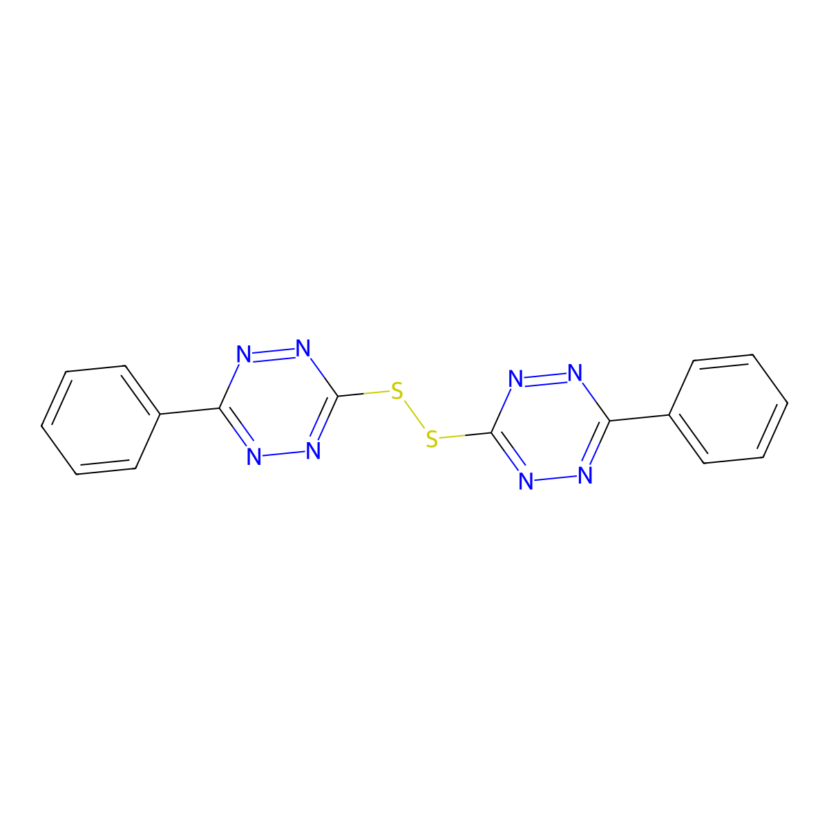 3,3'-Disulfanediylbis(6-phenyl-1,2,4,5-tetrazine) molecular structure, CAS 50451-16-6