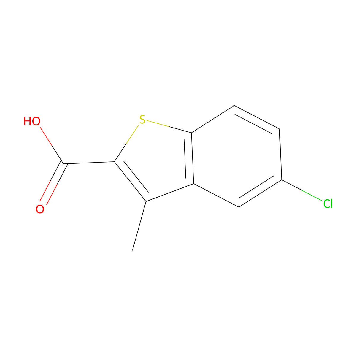 5-Chloro-3-methyl-1-benzothiophene-2-carboxylic acid molecular structure, CAS 50451-84-8
