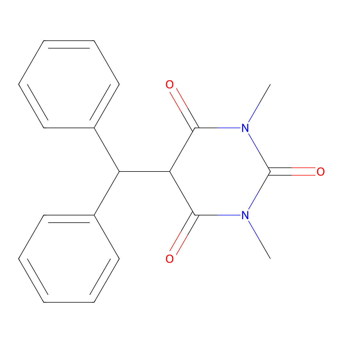 5-Benzhydryl-1,3-dimethyl-1,3-diazinane-2,4,6-trione molecular structure, CAS 50454-84-7
