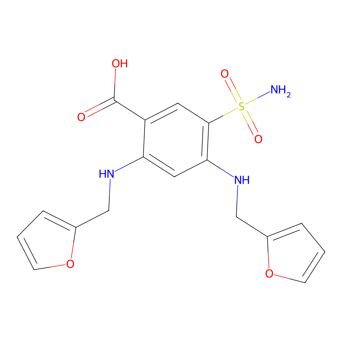 2,4-Bis((furan-2-ylmethyl)amino)-5-sulfamoylbenzoic acid molecular structure, CAS 5046-19-5