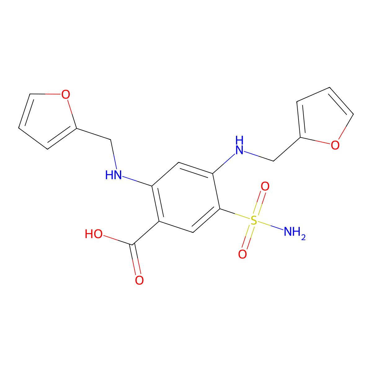 2,4-Bis((furan-2-ylmethyl)amino)-5-sulfamoylbenzoic acid molecular structure, CAS 5046-19-5