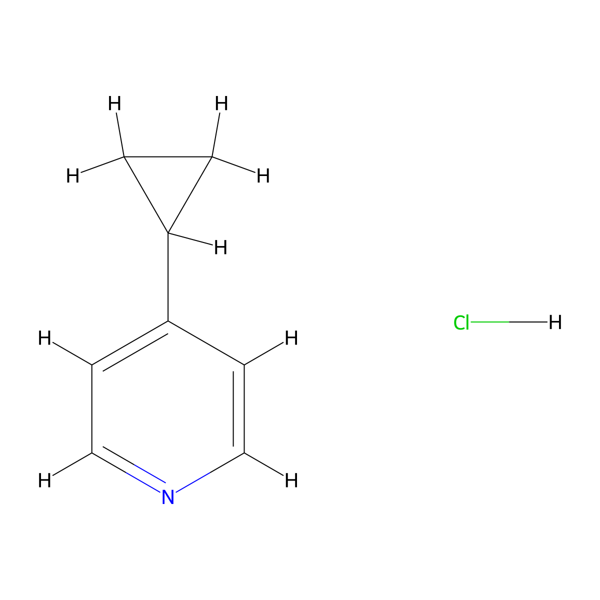 4-Cyclopropylpyridine hydrochloride molecular structure, CAS 5046-52-6