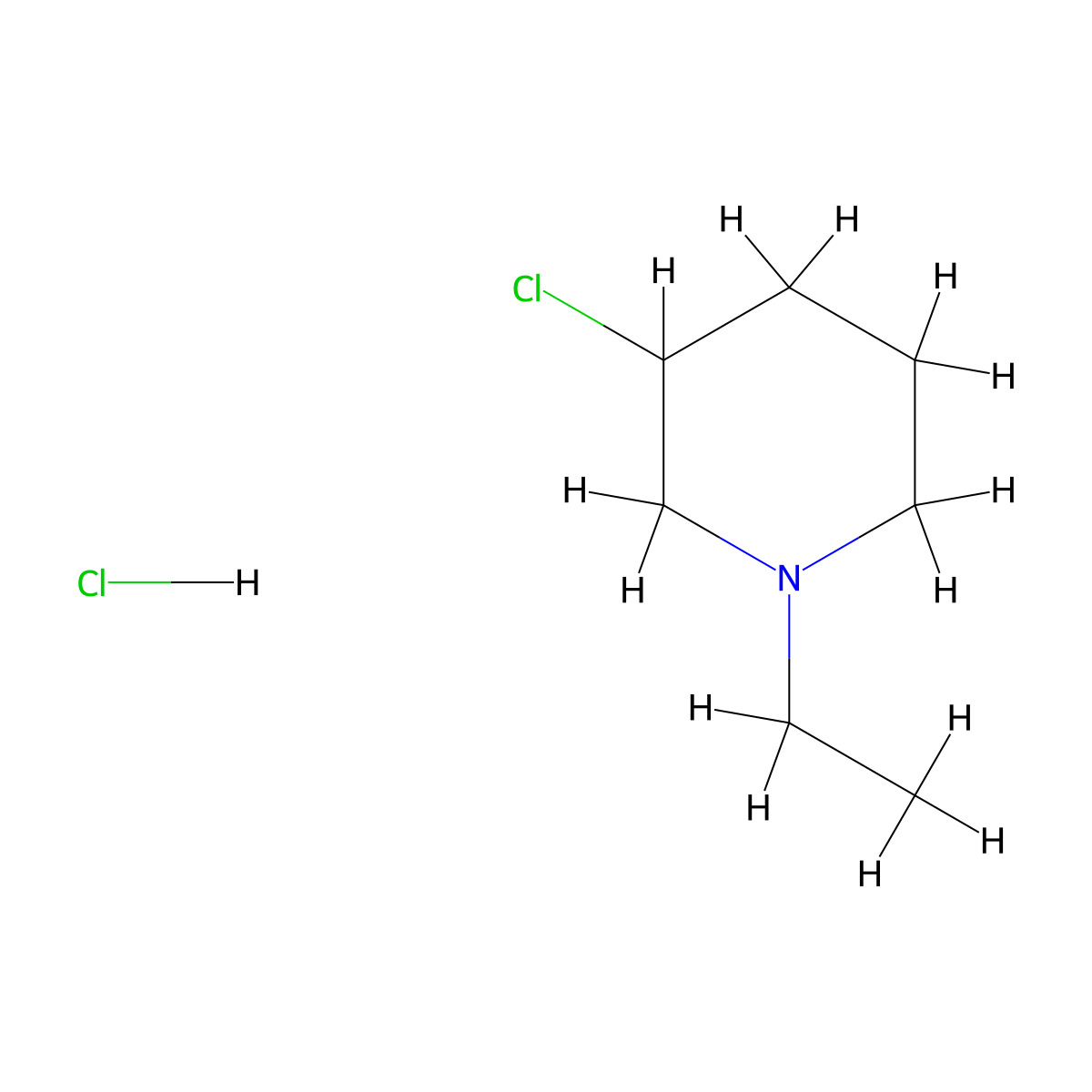 3-Chloro-1-ethylpiperidinium chloride molecular structure, CAS 50461-27-3