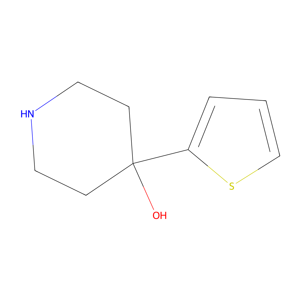 4-Thien-2-ylpiperidin-4-ol molecular structure, CAS 50461-49-9