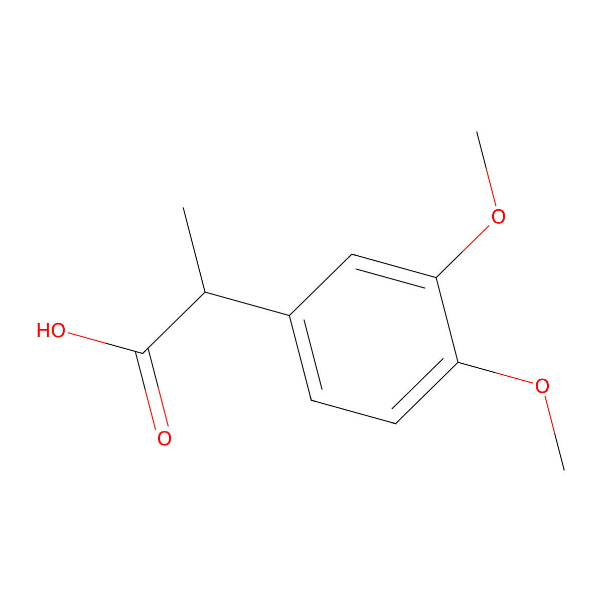 2-(3,4-Dimethoxyphenyl)propanoic acid molecular structure, CAS 50463-74-6