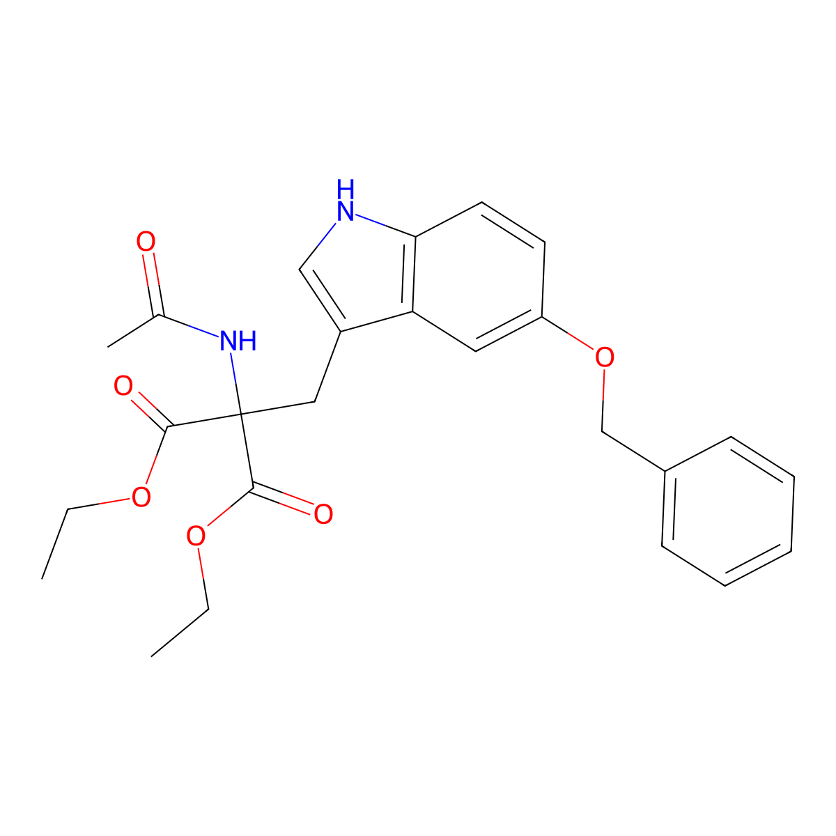 Diethyl 2-acetamido-2-((5-(phenylmethoxy)indol-3-yl)methyl)malonate molecular structure, CAS 50469-23-3