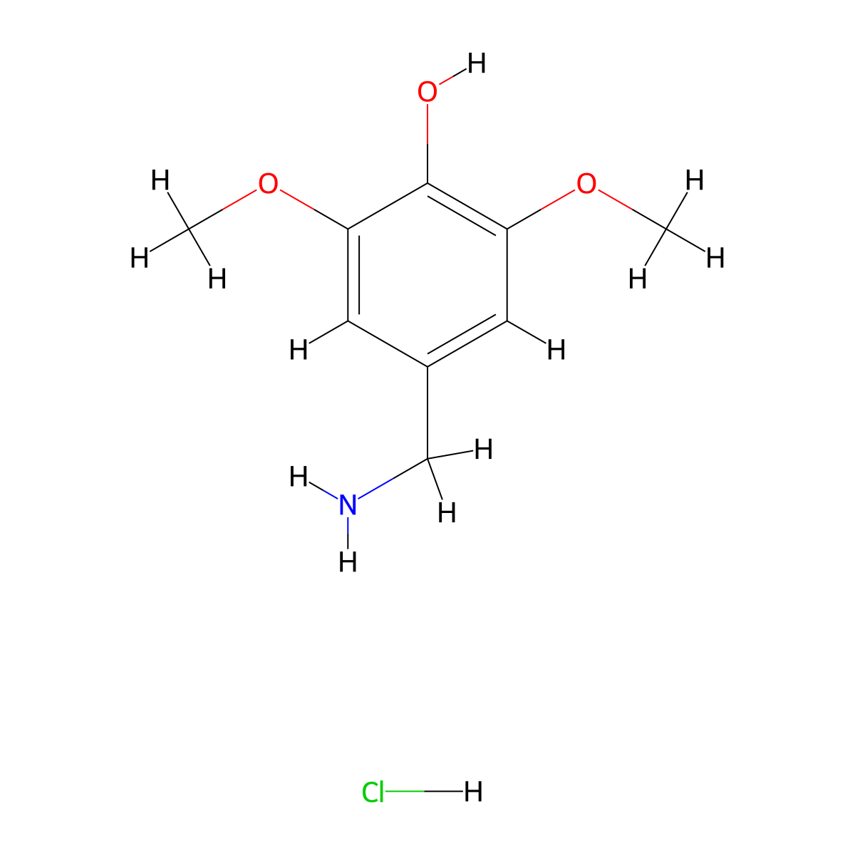 4-(Aminomethyl)-2,6-dimethoxyphenol hydrochloride molecular structure, CAS 5047-77-8