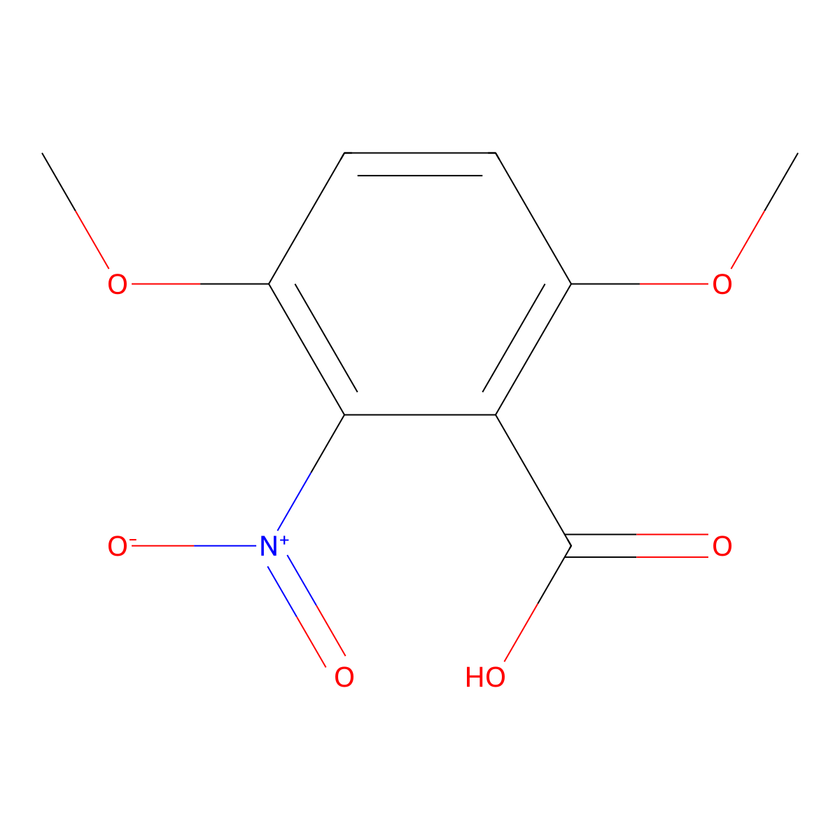 3,6-Dimethoxy-2-nitrobenzoic acid molecular structure, CAS 50472-09-8
