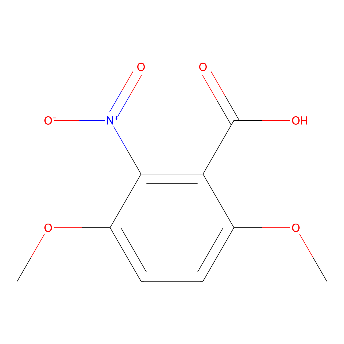 3,6-Dimethoxy-2-nitrobenzoic acid molecular structure, CAS 50472-09-8