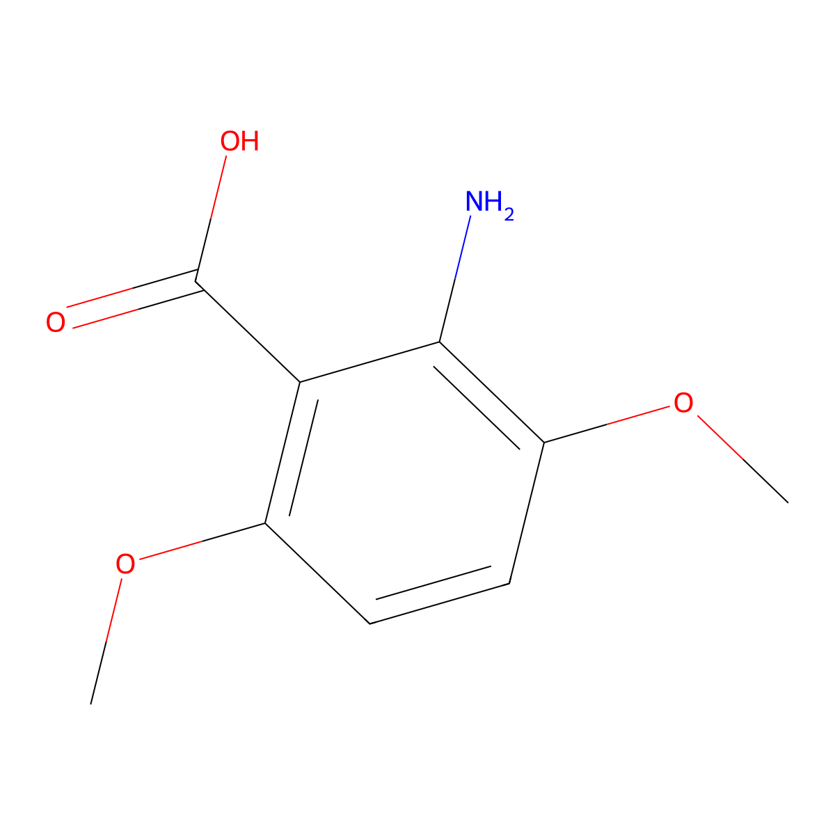 2-Amino-3,6-dimethoxybenzoic acid molecular structure, CAS 50472-10-1