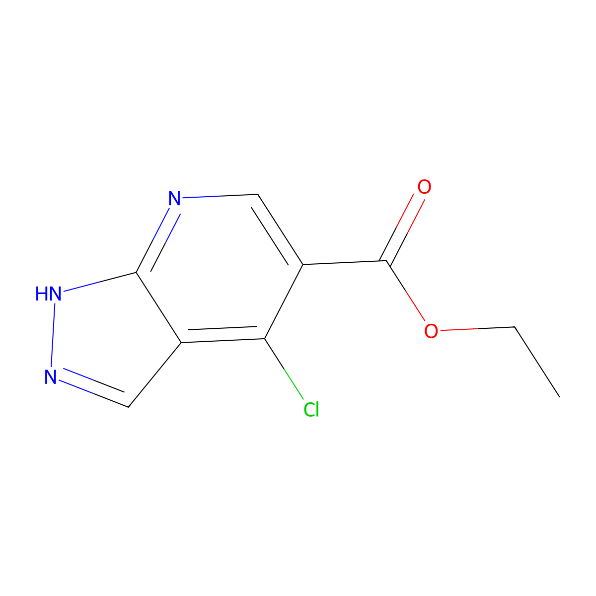 Ethyl 4-chloro-1H-pyrazolo[3,4-b]pyridine-5-carboxylate molecular structure, CAS 50476-72-7