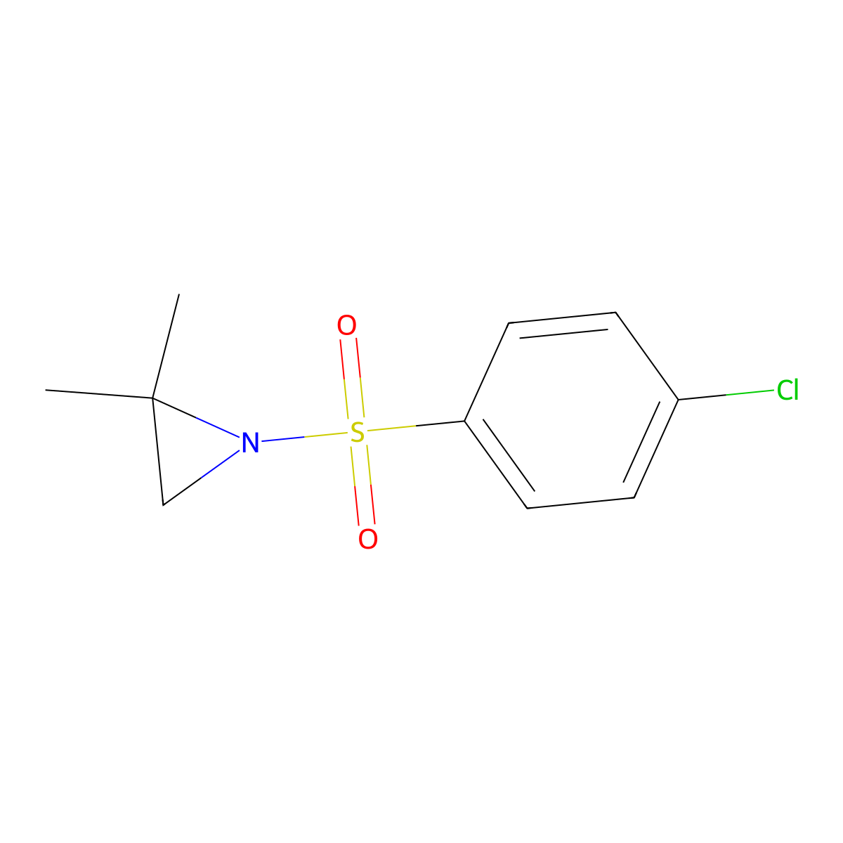 1-[(4-Chlorophenyl)sulfonyl]-2,2-dimethylaziridine molecular structure, CAS 5048-66-8