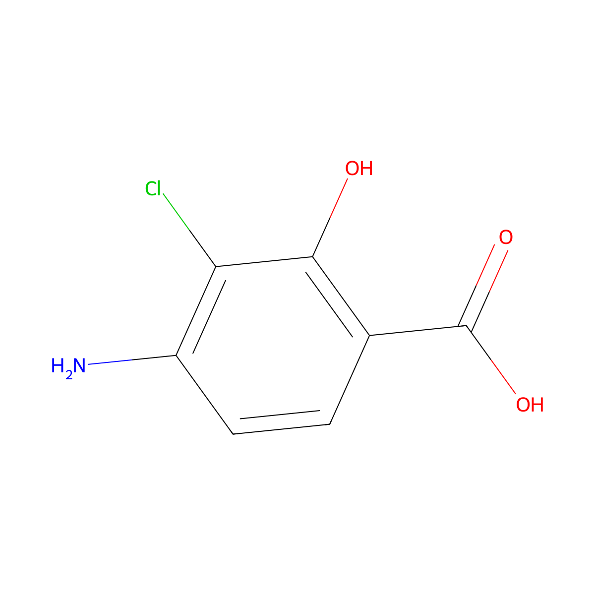 4-Amino-3-chloro-2-hydroxybenzoic acid molecular structure, CAS 50481-18-0