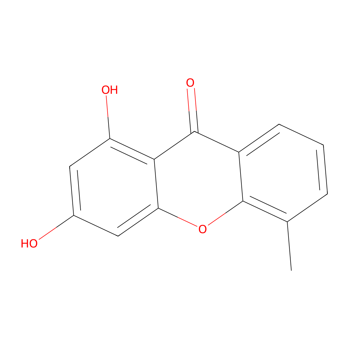 1,3-dihydroxy-5-methyl-9H-xanthen-9-one molecular structure, CAS 50493-39-5