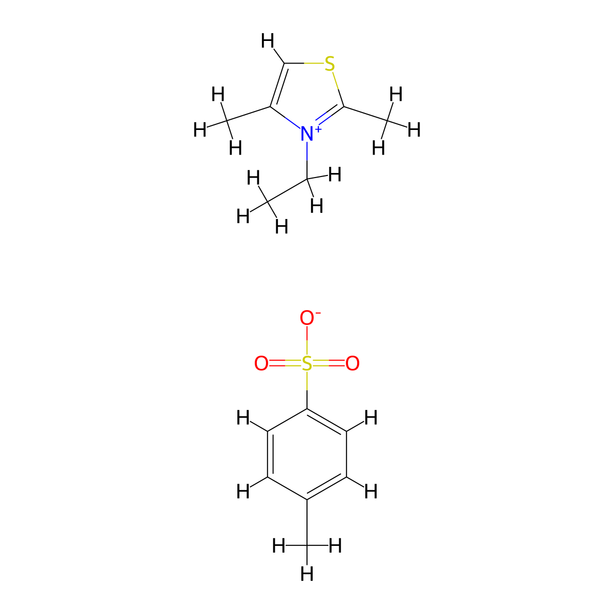 Thiazolium, 3-ethyl-2,4-dimethyl-, 4-methylbenzenesulfonate (1:1) molecular structure, CAS 50498-74-3
