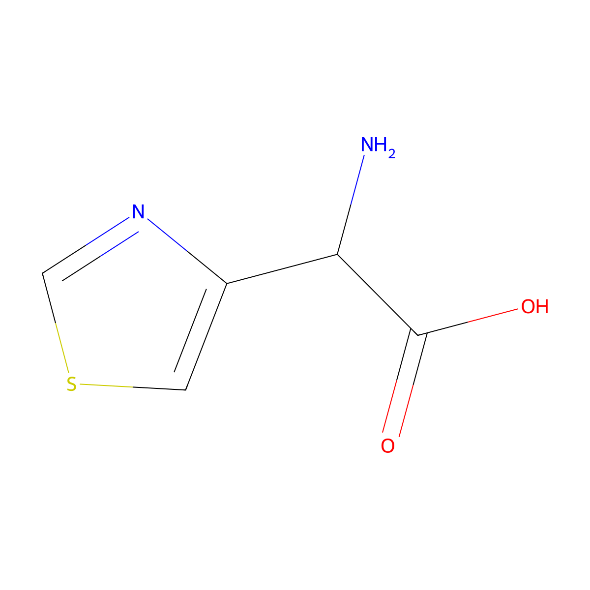 2-Amino-2-(thiazol-4-yl)acetic acid molecular structure, CAS 50499-25-7
