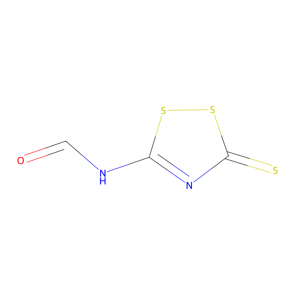 N-(3-sulfanylidene-3H-1,2,4-dithiazol-5-yl)formamide molecular structure, CAS 50499-84-8