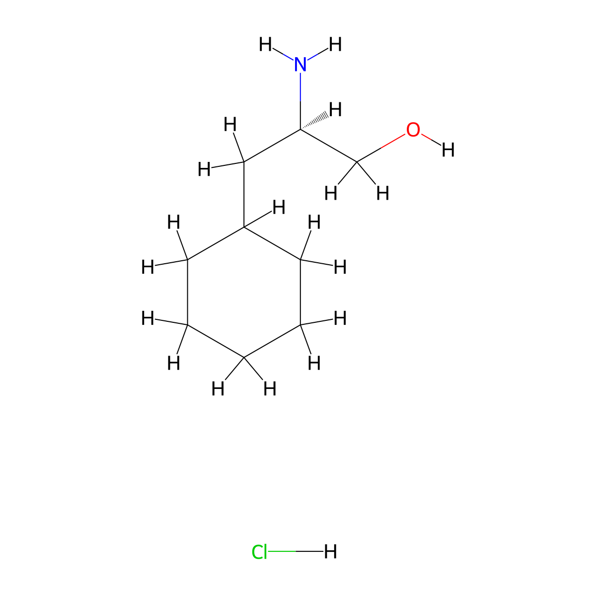 (2R)-2-amino-3-cyclohexylpropan-1-ol hydrochloride molecular structure, CAS 505031-90-3