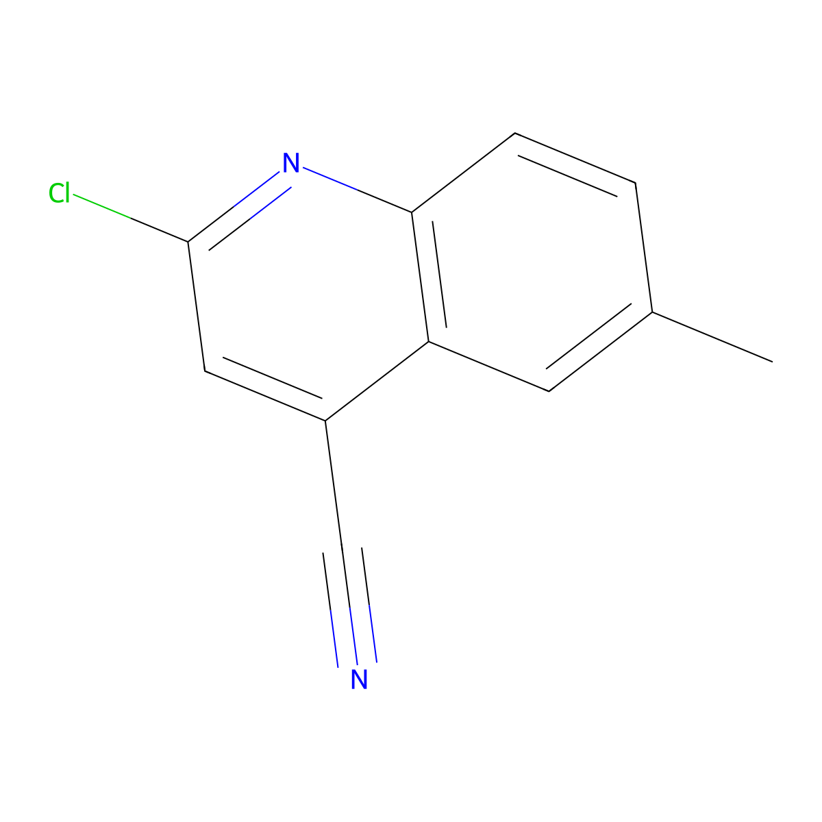 2-Chloro-6-methylquinoline-4-carbonitrile molecular structure, CAS 50504-13-7