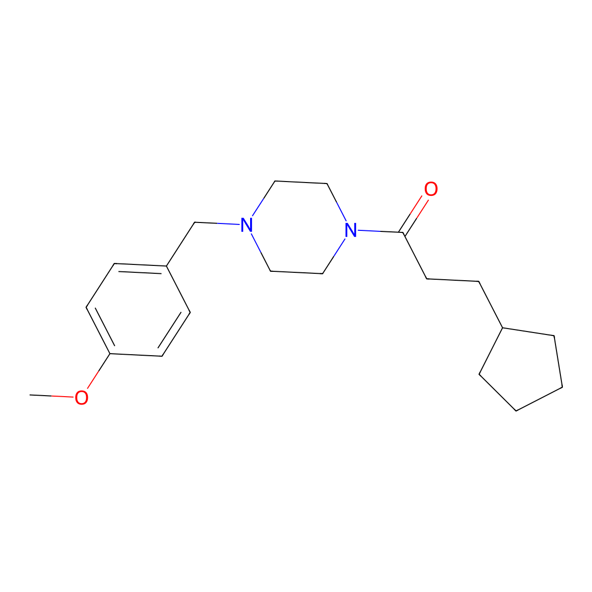 3-Cyclopentyl-1-[4-[(4-methoxyphenyl)methyl]piperazin-1-yl]propan-1-one molecular structure, CAS 505050-79-3