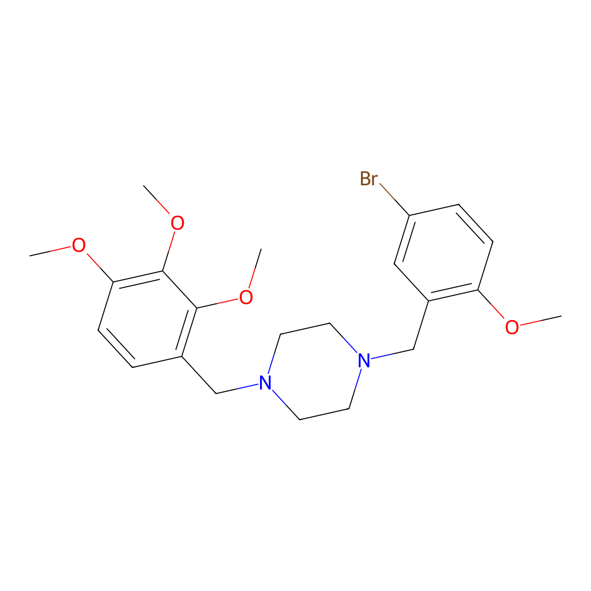 1-(5-Bromo-2-methoxybenzyl)-4-(2,3,4-trimethoxybenzyl)piperazine molecular structure, CAS 505050-85-1