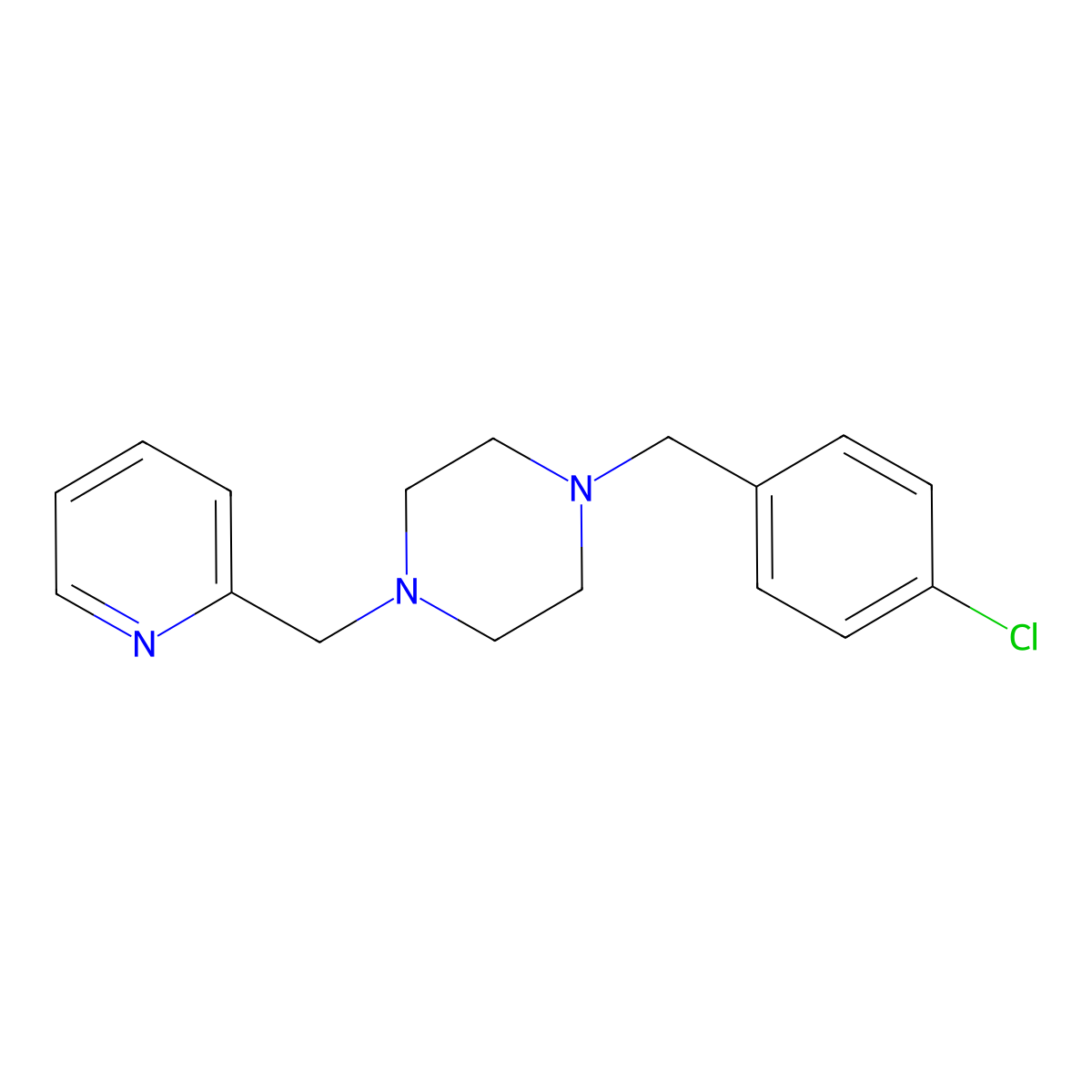 1-(4-Chlorobenzyl)-4-(pyridin-2-ylmethyl)piperazine molecular structure, CAS 505050-87-3