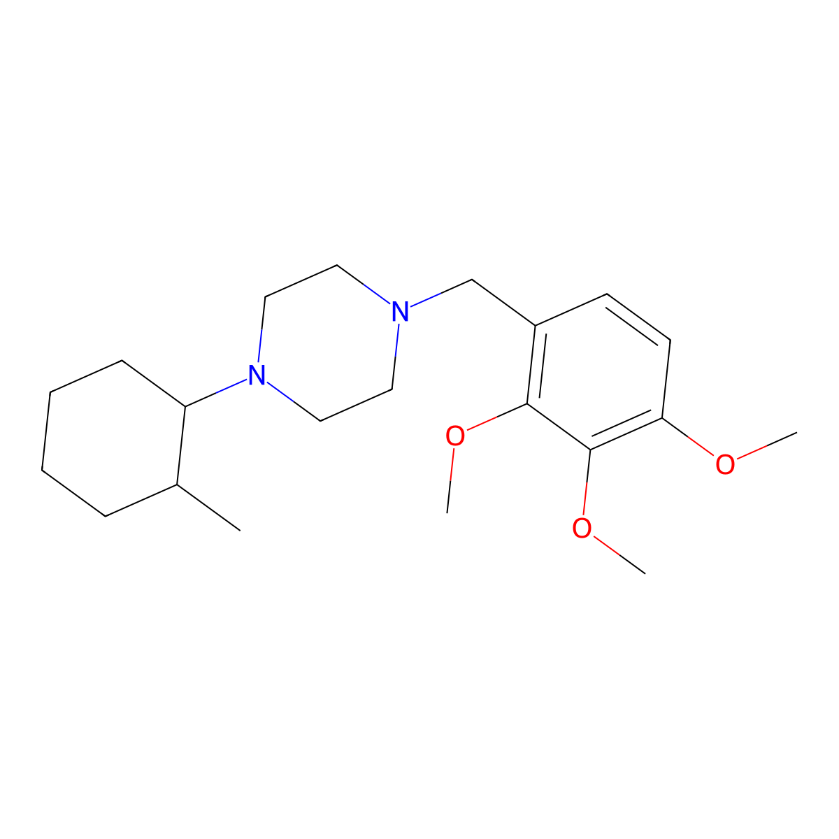 1-(2-Methylcyclohexyl)-4-[(2,3,4-trimethoxyphenyl)methyl]piperazine molecular structure, CAS 505050-94-2