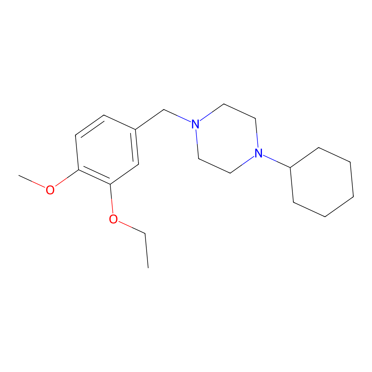 1-Cyclohexyl-4-(3-ethoxy-4-methoxybenzyl)piperazine molecular structure, CAS 505051-00-3