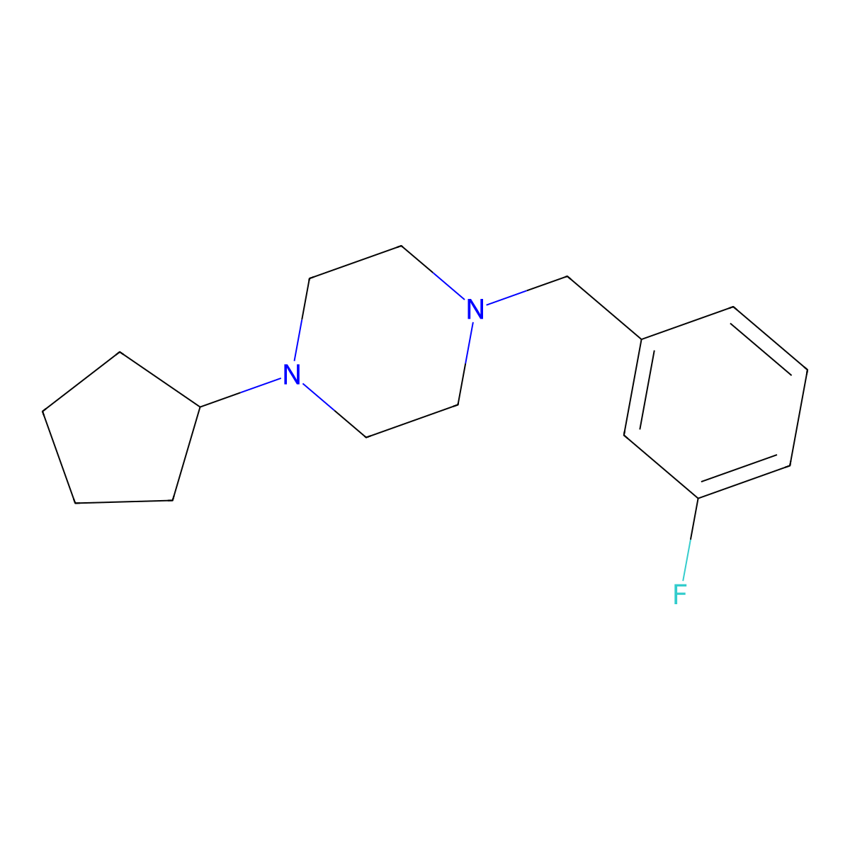 1-Cyclopentyl-4-[(3-fluorophenyl)methyl]piperazine molecular structure, CAS 505051-02-5